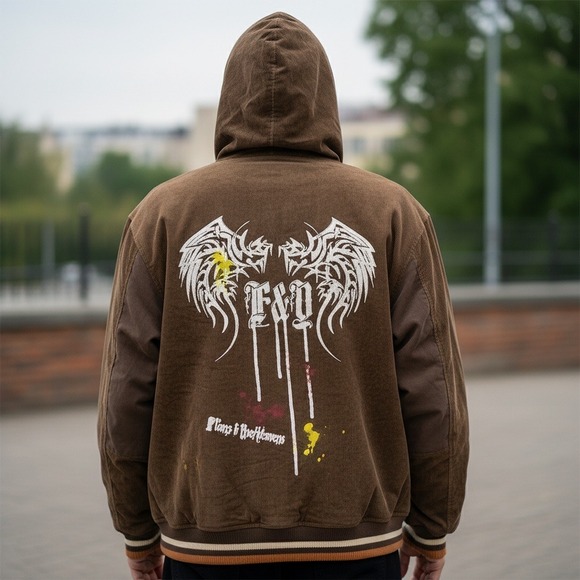 Vintage Fliers Yachtsmen's Brown Velour Zip Up Hoodie Jacket  2XL - Picture 2 of 11